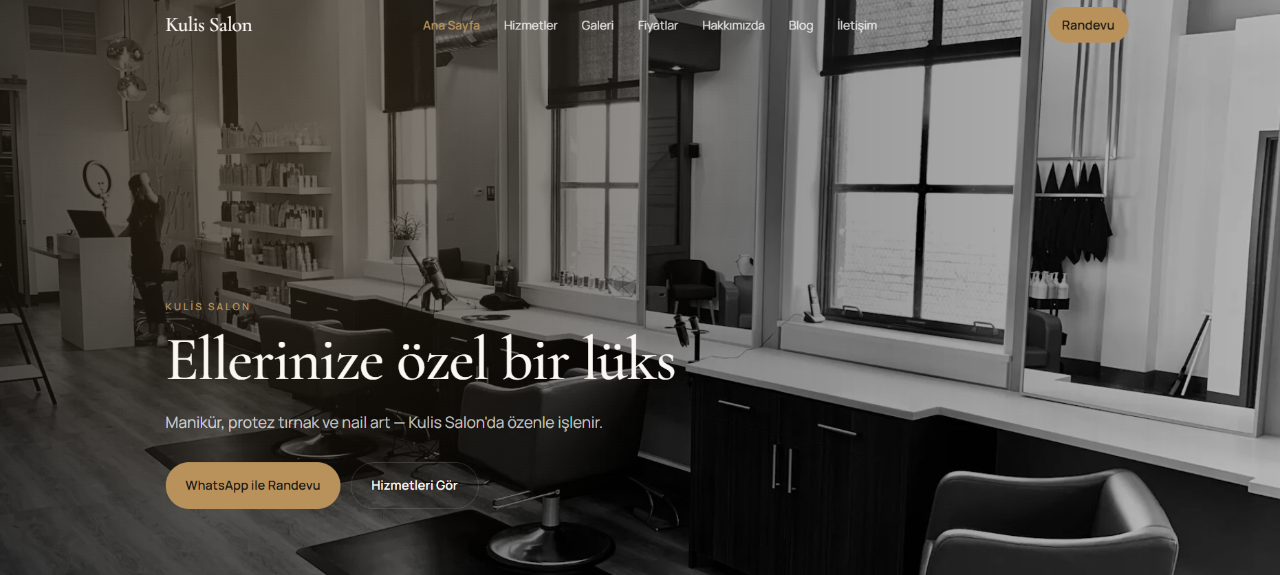 Güzellik Salonu ve Tırnak Bakımı web sitesi ekran görüntüsü
