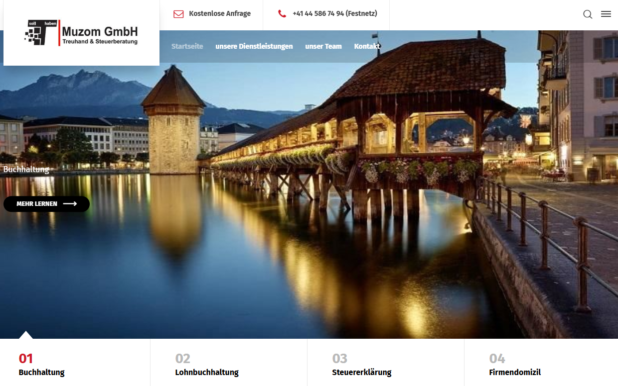 Muzom GmbH web sitesi ekran görüntüsü